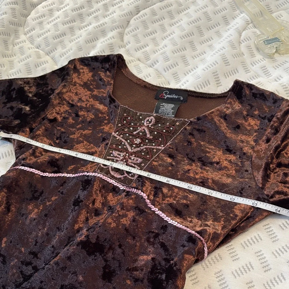 Speechless Brown Velvet w/Pink Sequins Dress for Costume Dress Up Party Like New